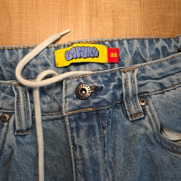 Empyre Jeans Mens 32 Blue Wide Leg Baggy Drawstring Skater Grunge Denim Y2K - Picture 3 of 8